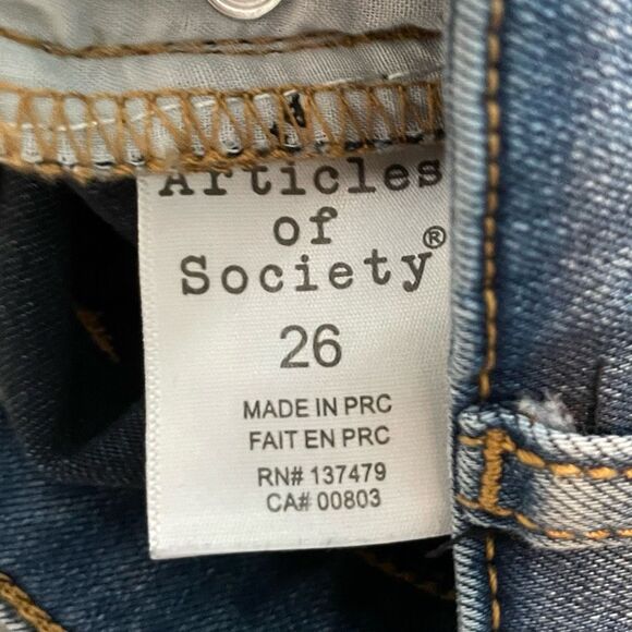 Articles of Society Sarah Skinny Jeans Blue Med Wash Distressed Denim 5-Pocket 2 - Picture 8 of 11